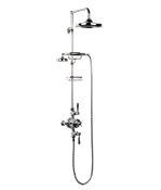 Arcade Black Lever Exposed Thermostatic Shower Set With 9” Rain Head & Handset On Bar