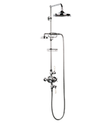 Arcade White Lever Exposed Thermostatic Shower Set With 9” Rain Head & Handset On Bar