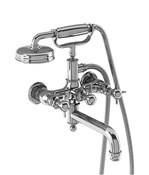 Arcade Crosshead Exposed Two Handle Wall Mounted Tub Faucet with Handshower