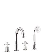 Belgravia Crosshead Deck Mount 4 Hole Tub Faucet with Handshower