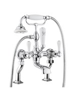 Belgravia White Lever Exposed Two Handle Tub Faucet with Handshower