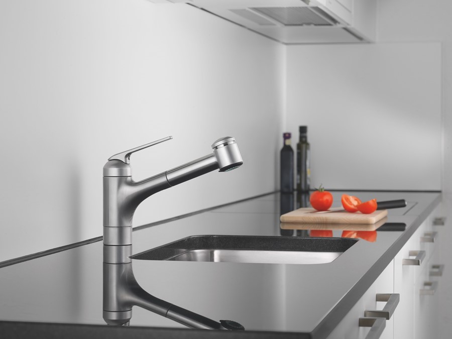 KWC Domo Singlehole Kitchen Faucet with pullout Spray Top Lever