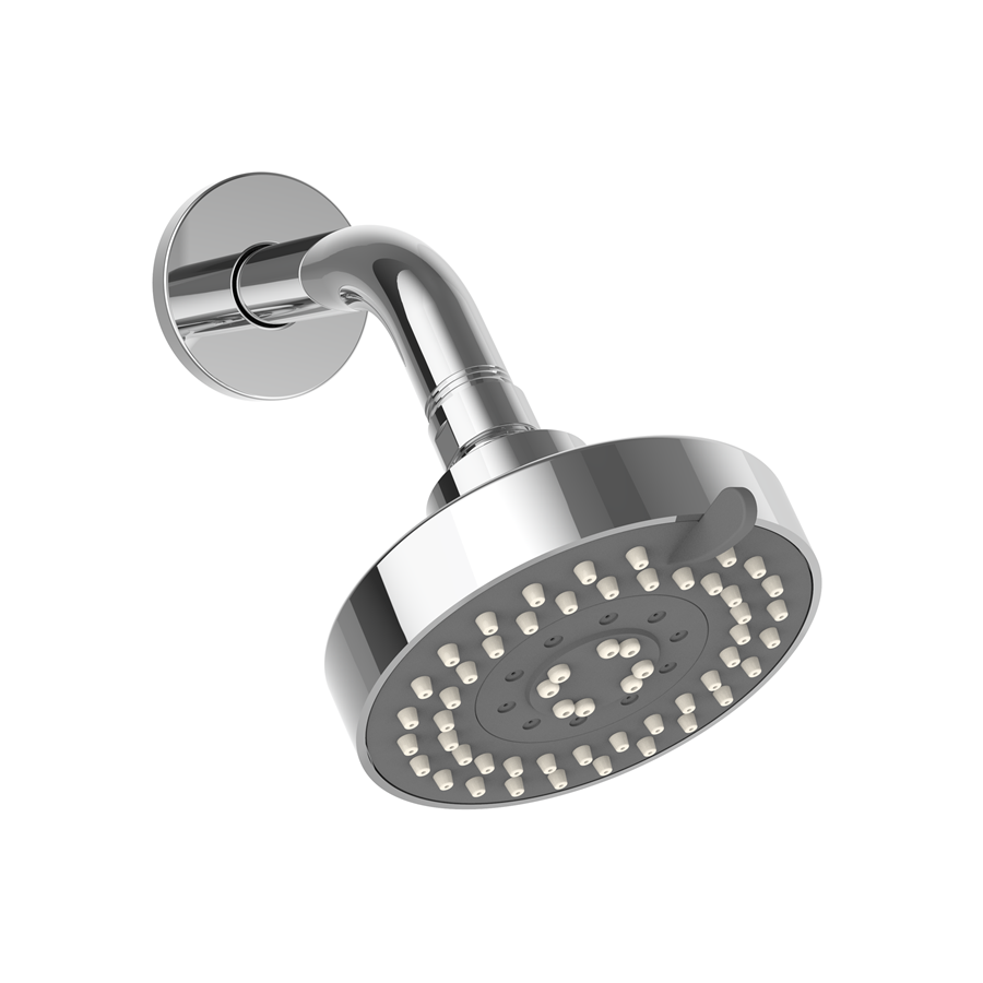 MultiFunction Shower Head with Arm and 5 Decorative Arm Flanges (Polished Chrome) SKU SH04PC