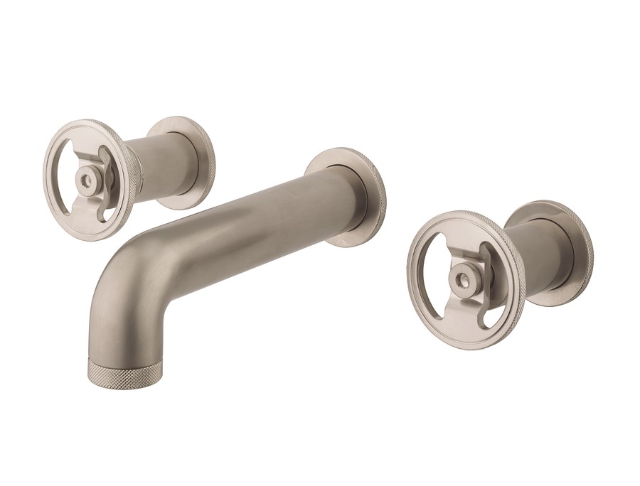 UNION Widespread Wall Mount Basin Bathroom Faucet with Round Handle