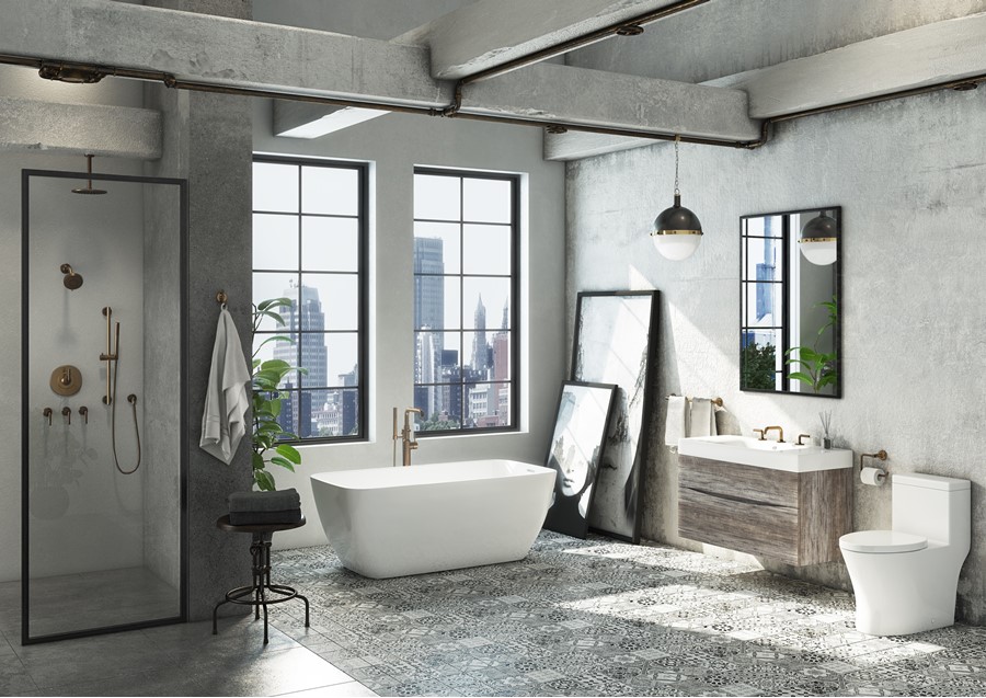 Taos Floor Mount Tub Filler with Handshower Luxury bathrooms