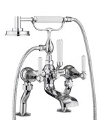 Waldorf White Lever Exposed Two Handle Tub Faucet with Handshower