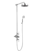 Waldorf White Lever Exposed Thermostatic Shower Set with 8” Rain Head & Handset on Hook