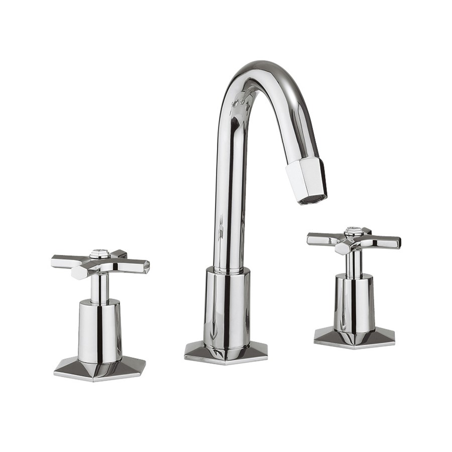 Waldorf Tall Spout Widespread Bathroom Faucet with Cross Handle