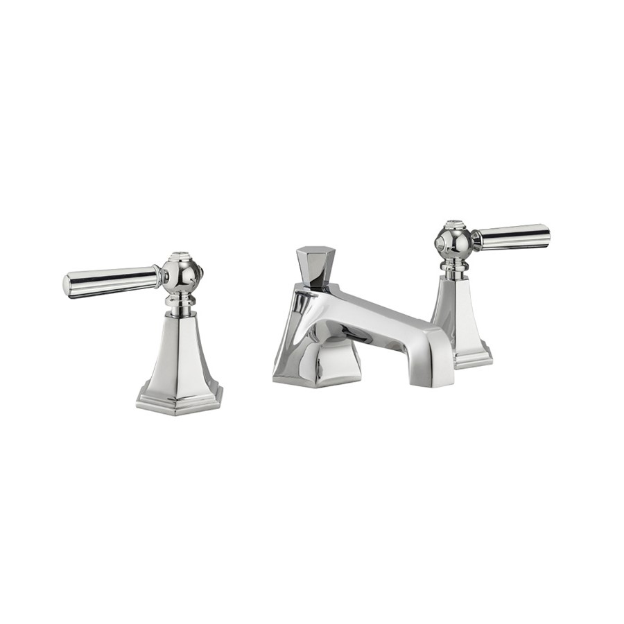 Waldorf Low Spout Widespread Bathroom Faucet with Metal Lever Handle